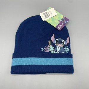 Disney Lilo & Stitch Scrump Varsity Stripe Beanie Blue Colorblock NEW